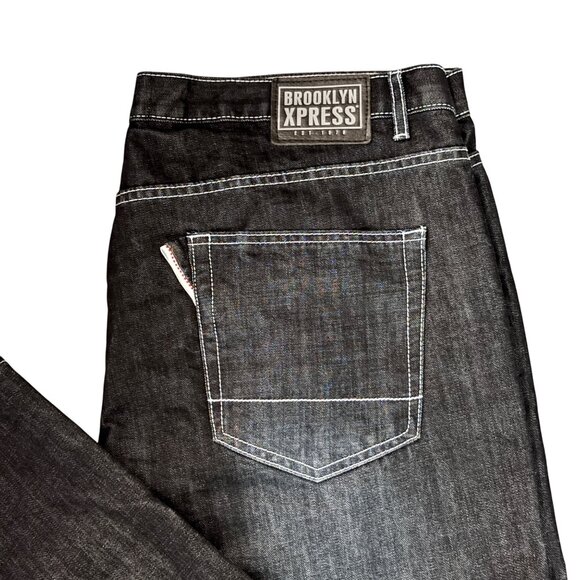 Brooklyn Xpress Mens Dark Wash Denim Jeans 42X34 Relaxed Fit Skater Casual - Picture 9 of 9